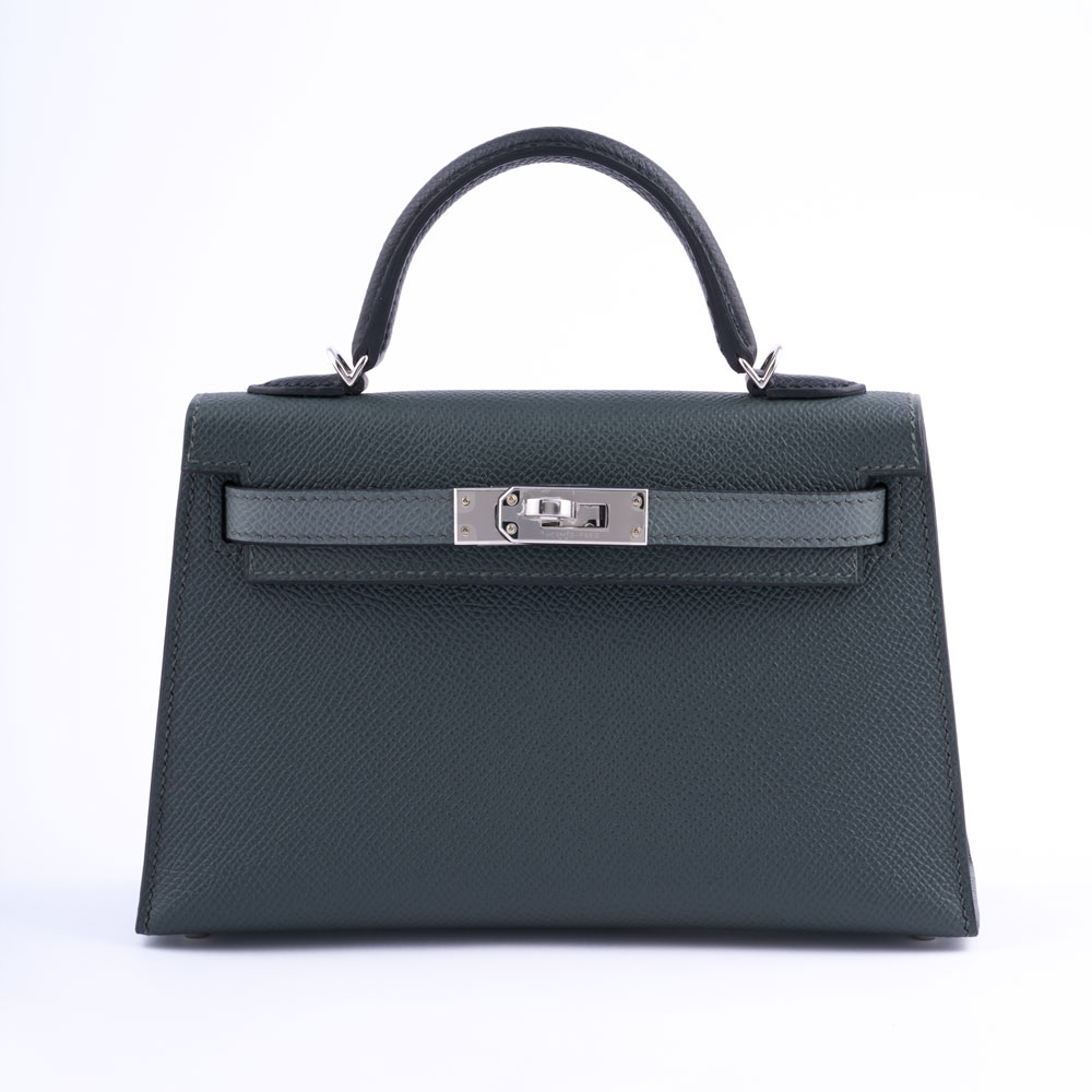 Hermès Mini Kelly Sellier 20 Tri-Color Vert Mangrove, Vert Amande